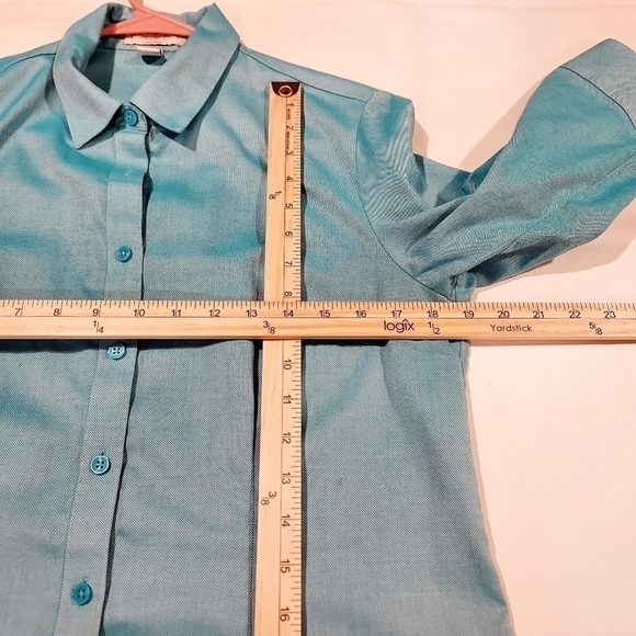 Coldwater CREEK no iron button down 100% Cotton 3/4 sleeve length shirt PM 10 12 - Picture 5 of 8